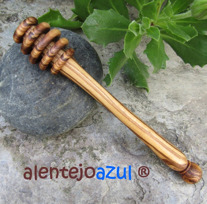 1 Honey dipper olive wood honey spoon twister wooden handmade kitchen utensil wood olive tree turned alentejoazul portugal gift beekeeper image 5