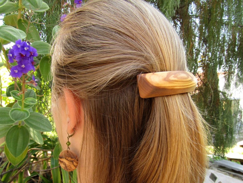 Barrette bois d'olivier pince à cheveux bois alentejoazul natural portugal artisan barrette française image 6