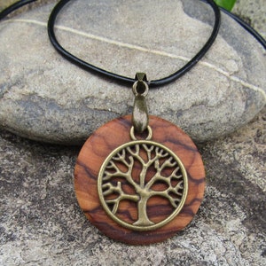 Necklace olive wood Tree of Life leather black wooden jewelry alentejoazul amulet talisman olive tree pendant portugal boho hippy image 7
