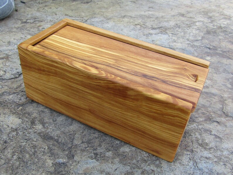 caja madera de olivo rectangular tapa deslizante caja madera alentejoazul escritorio oficina, regalo hombres, portugal boda natural imagen 3