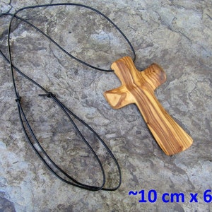 cross olive wood crucifix necklace leather wooden wall crosses alentejoazul gift baptism communion confirmation church christian olive tree image 6