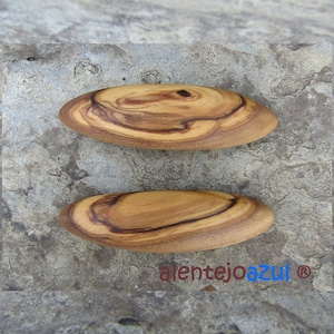 2 kleine Haarspangen Olivenholz  Haarklemme Haarschmuck Haarklammer Holz Olive Olivenbaum Haarclip alentejoazul handgemacht oval geschenk