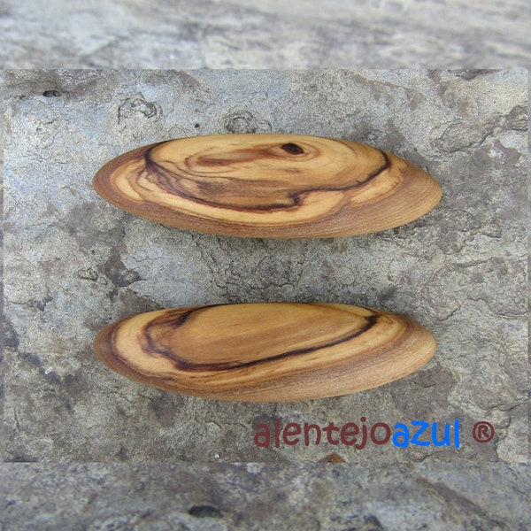 Set 2 mini barrettes olive wood hairpin hair clip hair slide wooden alentejoazul oval vegan handmade portugal french barrette olive tree