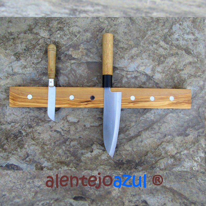 magnetic knife holder olive wood knife rack , key holder , 45 cm knife key organizer wooden kitchen accessory alentejoazul wall support zdjęcie 1