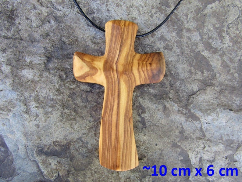 cross olive wood crucifix necklace leather wooden wall crosses alentejoazul gift baptism communion confirmation church christian olive tree image 4