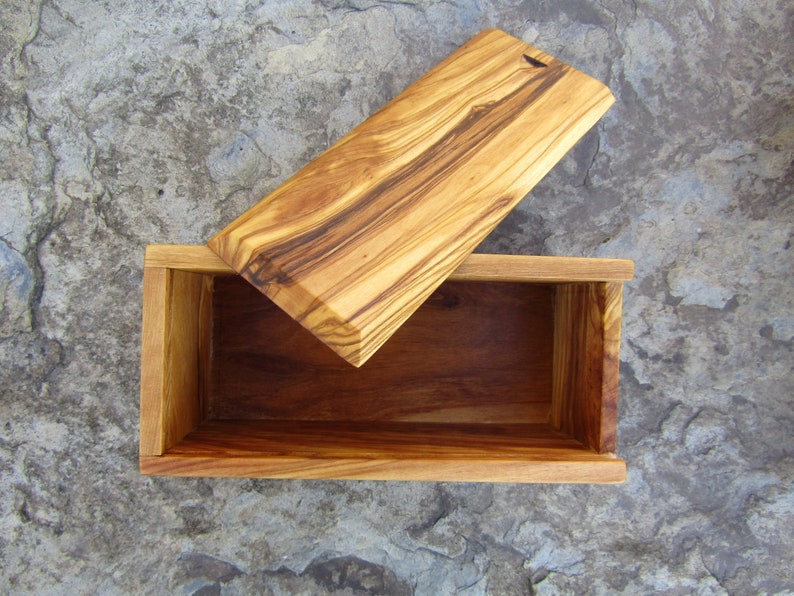 caja madera de olivo rectangular tapa deslizante caja madera alentejoazul escritorio oficina, regalo hombres, portugal boda natural imagen 5