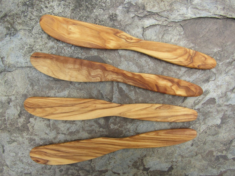 4 Butter Knifes olive wood spreader children's knife alentejoazul wooden knife breakfast kitchen gourmet vegan cutlery olive tree portugal image 9