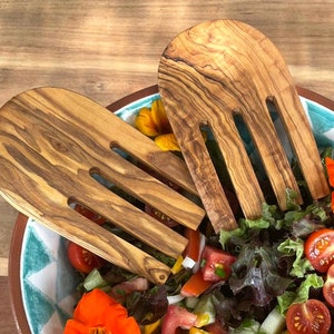 Salad servers olive wood Hands claws Fork spoon wooden serving cutlery alentejoazul gourmet cooking kitchen utensil chef gift portugal cook image 8