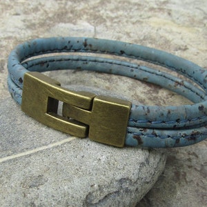 Pulsera corcho marrón oscuro bronce vegano corcho hecho a mano joyería de madera hombre pulsera alentejoazul portugal natural novio hippy imagen 3