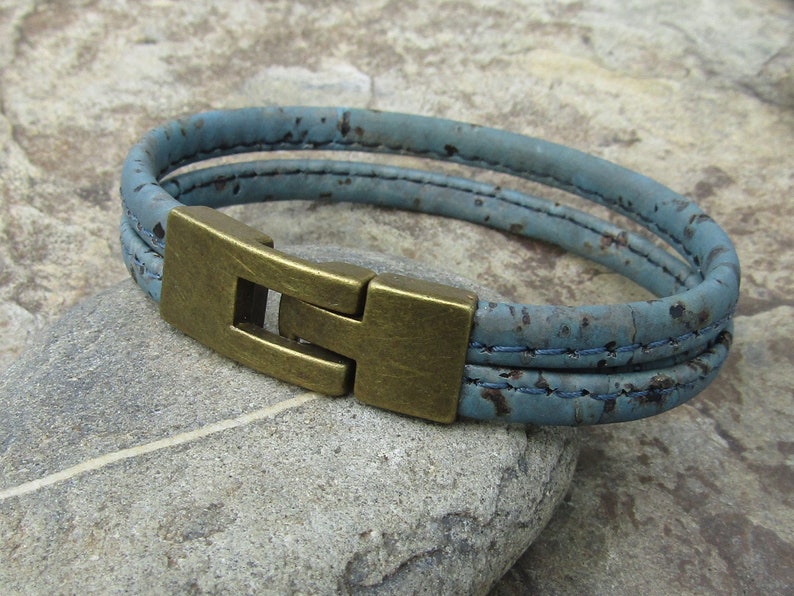 Bracelet liège brun foncé bronze végétalien vegan liège bijoux bois homme bracelet alentejoazul naturel marié portugal hippy image 3