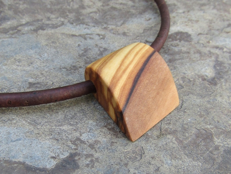 Necklace olive wood cork cord magnetic dark brown pendant stainless steel wooden cork jewelry vegan alentejoazul necklace men gift father image 6