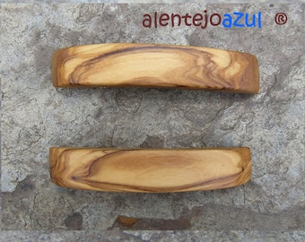 Set 2 mini barrettes olive wood rectangular hairpin hair clip hair slide wooden alentejoazul vegan handmade portugal french barrette tree