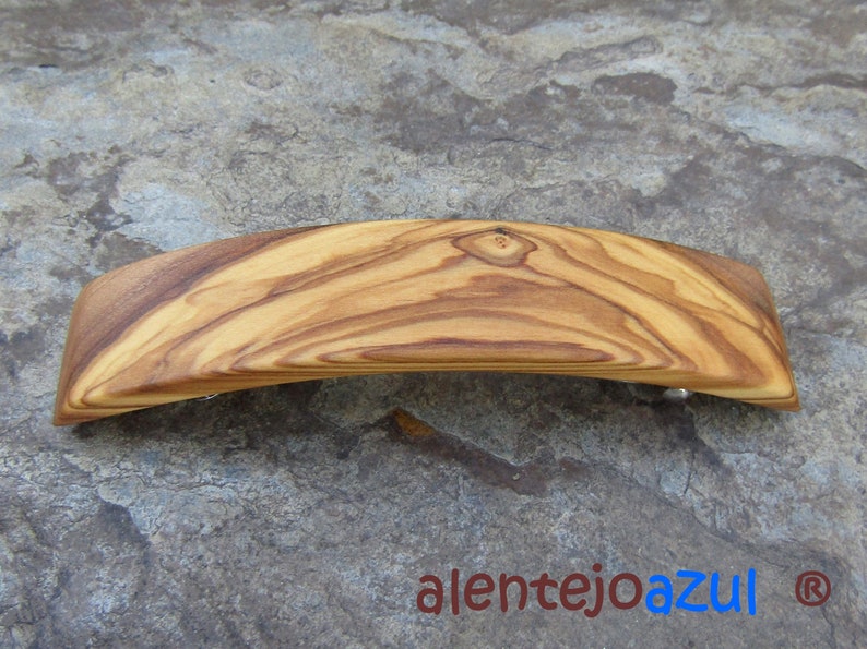 Barrette olive wood extra large hair clip hair slide wooden alentejoazul rectangular vegan handmade portugal french barrette thick hair image 4