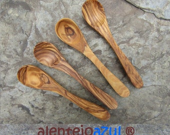 4 spoons olive wood baby child tea spoon coffee alentejoazul organic portugal larp small spoon wooden woodwork olive tree gourmet