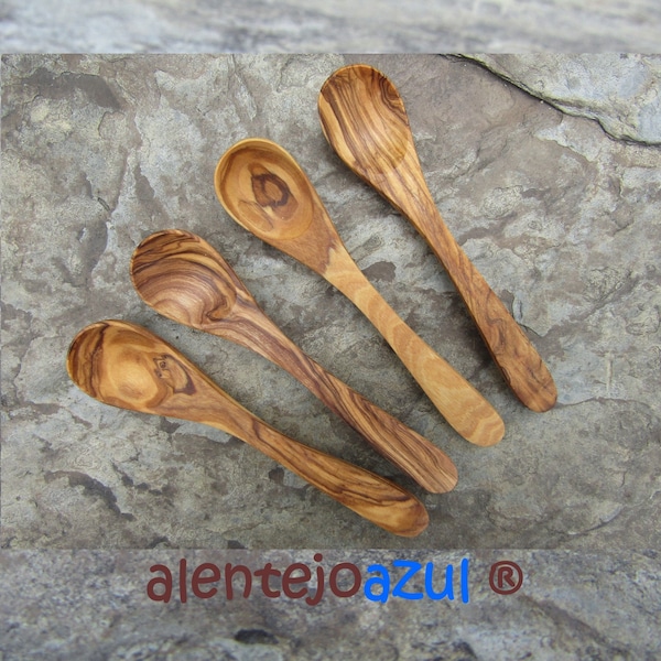 4 spoons olive wood baby child tea spoon coffee alentejoazul organic portugal larp small spoon wooden woodwork olive tree gourmet