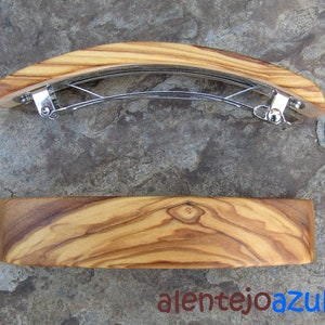 Barrette olive wood extra large hair clip hair slide wooden alentejoazul rectangular vegan handmade portugal french barrette thick hair image 2