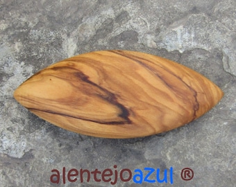 Barrette olive wood thick hair extra large navette hairpin hair clip slide wooden alentejoazul vegan handmade portugal french barrette