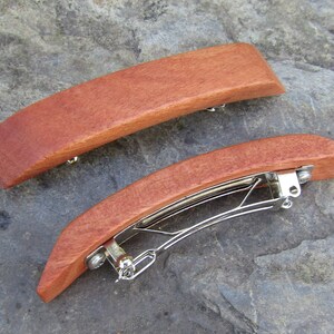 Set 2 mini barrettes red eucalyptus wood rectangular hairpin clip hair slide wooden alentejoazul vegan handmade portugal french barrette image 6