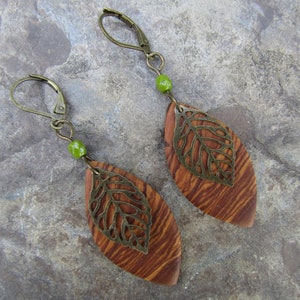 Ohrringe Olivenholz Blatt Holzohrringe glass blätter grün Holz Holzschmuck olive alentejoazul ohrhänger leicht boho hippy naturschmuck vegan image 10