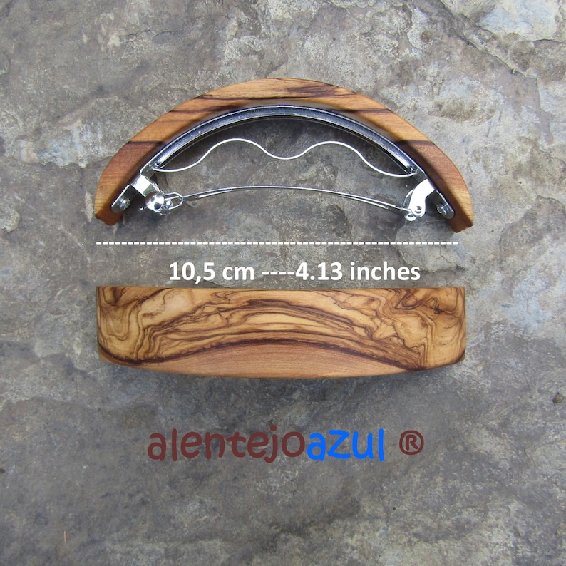 Barrette extra large olive wood ponytail hairpin hair clipper hair slide braid wooden alentejoazul vegan handmade portugal french barrette image 3