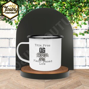 Taza esmaltada con el título "Profesores de la vida basada en plantas", catálogos de tarjetas, registros públicos, regalo divertido e ingenioso, perfecta para los profesionales de Title Ins, 12 oz