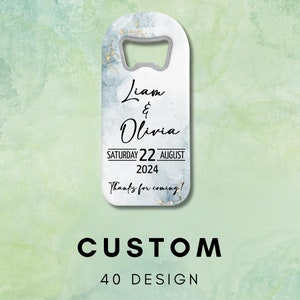 Kundenspezifische Hochzeitsgeschenke für Gäste in großen Mengen, personalisierter Design-Flaschenöffner mit Magnet und Dankeskarte, rustikale Geschenke für Gäste, Kapselöffner