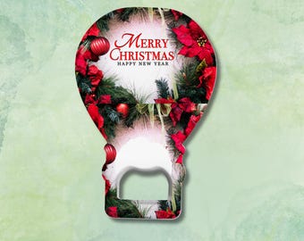 Custom Engraved Christmas Bottle Opener Favors, Bulk Gifts with Magnet