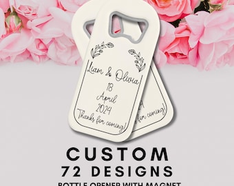 Custom Bottle Opener with Magnet Wedding Favors, Personalized Thank You Favors, Bridal Shower