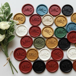 Autocollants de cire personnalisés avec autoadhésifs, sceaux de cire de votre logo, sceaux de cire personnalisés pour faire-part de mariage, initiales monogrammes