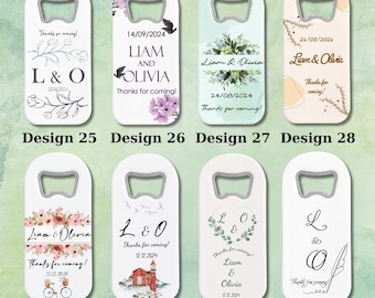 Personalized Bottle Opener Magnet Wedding Favors: Custom Thank You Cards