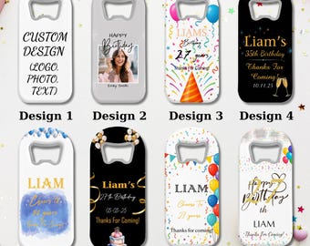 Personalized Birthday Bottle Opener Party Favors: Magnetic Cap Openers, Custom Favors for Guests