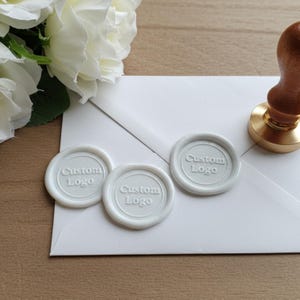 Selos de cera com logotipo personalizado com autoadesivo, seu próprio adesivo de selo de cera de design, selos de cera artesanais para casamento, selos de cera iniciais