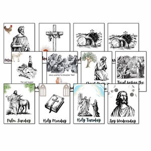 Easter Holy Week Cards, KJV Scripture Cards, Advent Countdown, Holy Week Printable for Juniors and Adults, Easter Story Kit