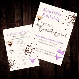Martini Bachelorette Party Invite & Itinerary, Expresso Martini, Bach Party, Martini and Bikini, Pool Party