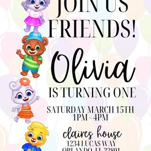 Lucas and Friends Invitations Lucas & Friends Party Invite Lucas and Friends Birthday Invitation White Balloons