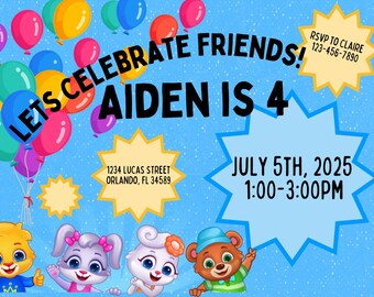 Lucas and Friends Invitations Lucas & Friends Party Invite Lucas and Friends Birthday Invitation