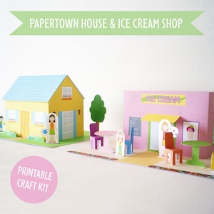Printable Crafts for Kids | Papertown House and Ice Cream Shop | Digital Download | Gifts for Kids