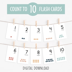 Mathématiques préscolaires Montessori | Imprimable jusqu'à 10 cartes Flash | Imprimables éducatifs pour enfants d'âge préscolaire | Téléchargement instantané