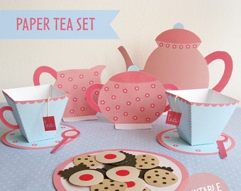 Craft Kits for Kids | Paper tea set | Digital Download | Gifts for Kids