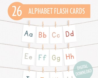 Montessori Alphabet | Set of 26 Printable Alphabet Flash Cards | Educational Printables for Kids | Instant Download