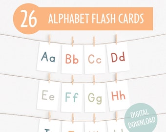 Montessori Alphabet | Set of 26 Printable Alphabet Flash Cards | Educational Printables for Kids | Instant Download