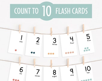 Montessori Preschool Math | Printable Count to 10 Flash Cards | Educational Printables for Preschoolers | Instant Download