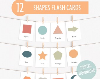Montessori Shape Flashcards | Set of 12 Printable Geometric Shape Flash Cards | Educational Printables for Toddlers | Instant Download