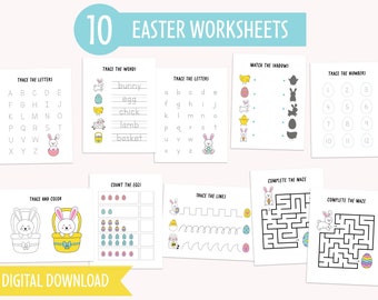 Easter Preschool Bundle | Preschool Educational Worksheets | Preschool Activities | Instant Download