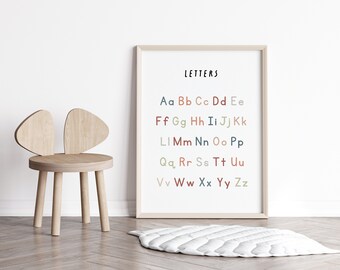 Decoración del aula / Cartel del alfabeto imprimible / Cartel de letras / Arte de la pared del aula / Arte de la pared ABC / Descarga instantánea