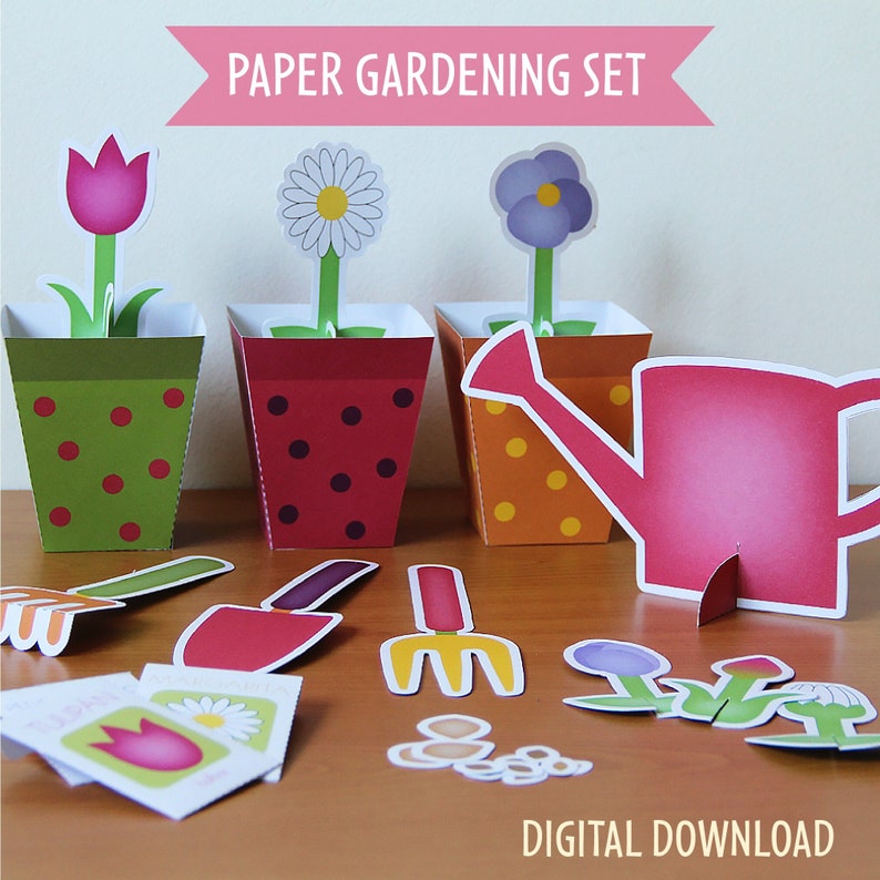 Craft Kits for Kids Paper Gardening Set Digital Download Gifts for Kids image 1