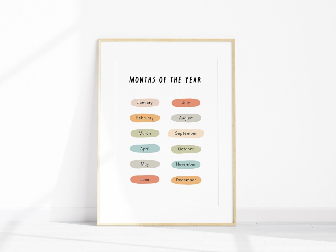 Playroom Wall Art | Printable Months of the Year Poster | Classroom ...