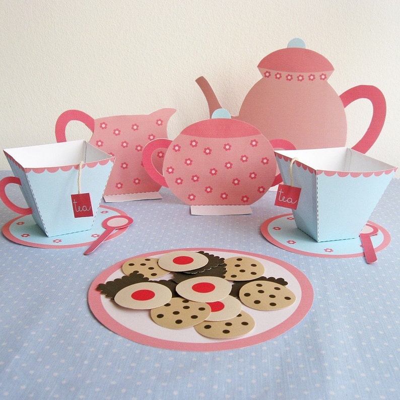 Printable Tea Set PDF Paper Craft Etsy