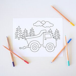 Printables for Children Set of 5 Vehicle Coloring Pages Toddler Printables Instant Download image 6