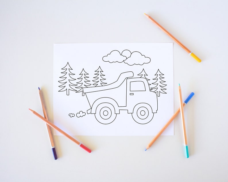 Printables for Children Set of 5 Vehicle Coloring Pages Toddler Printables Instant Download image 6